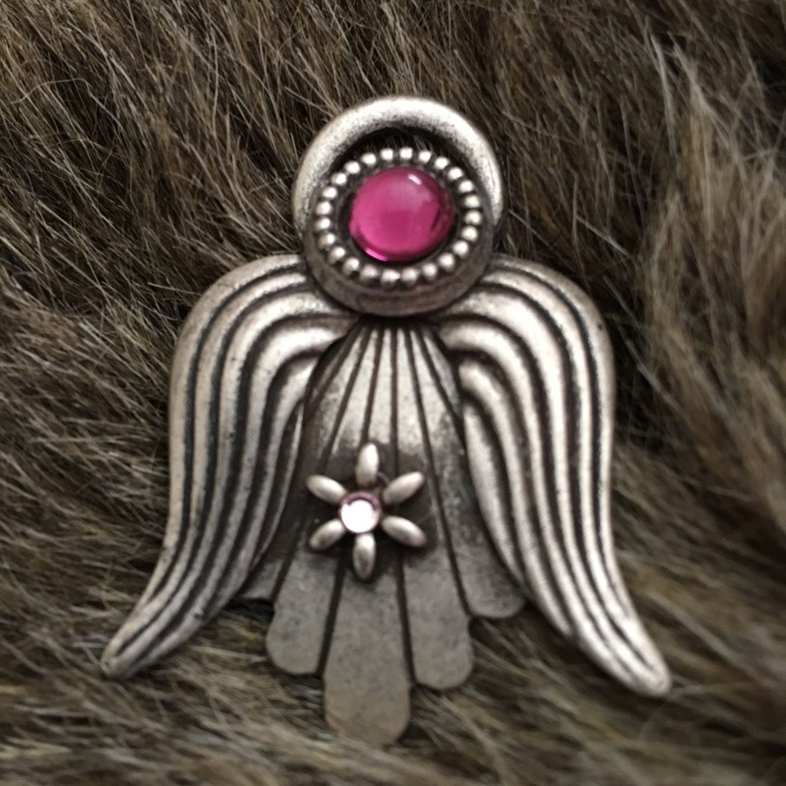 Kenneth Cole Kenneth Cole purple cabochon silver angel brooch Size ONE SIZE - 1 Thumbnail