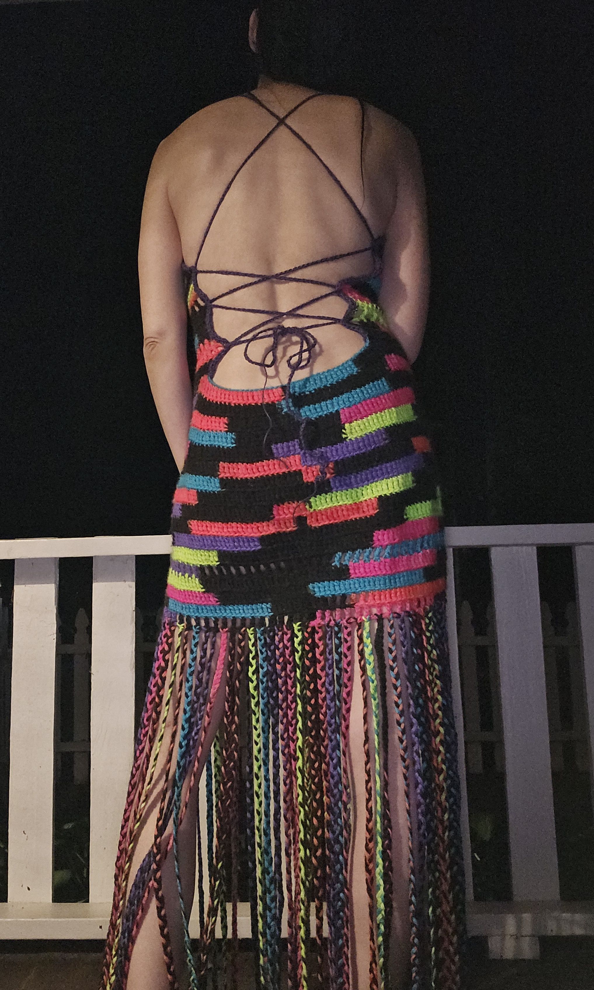 BOLD CROCHET MINI DRESS WITH OPEN BACK main image 1