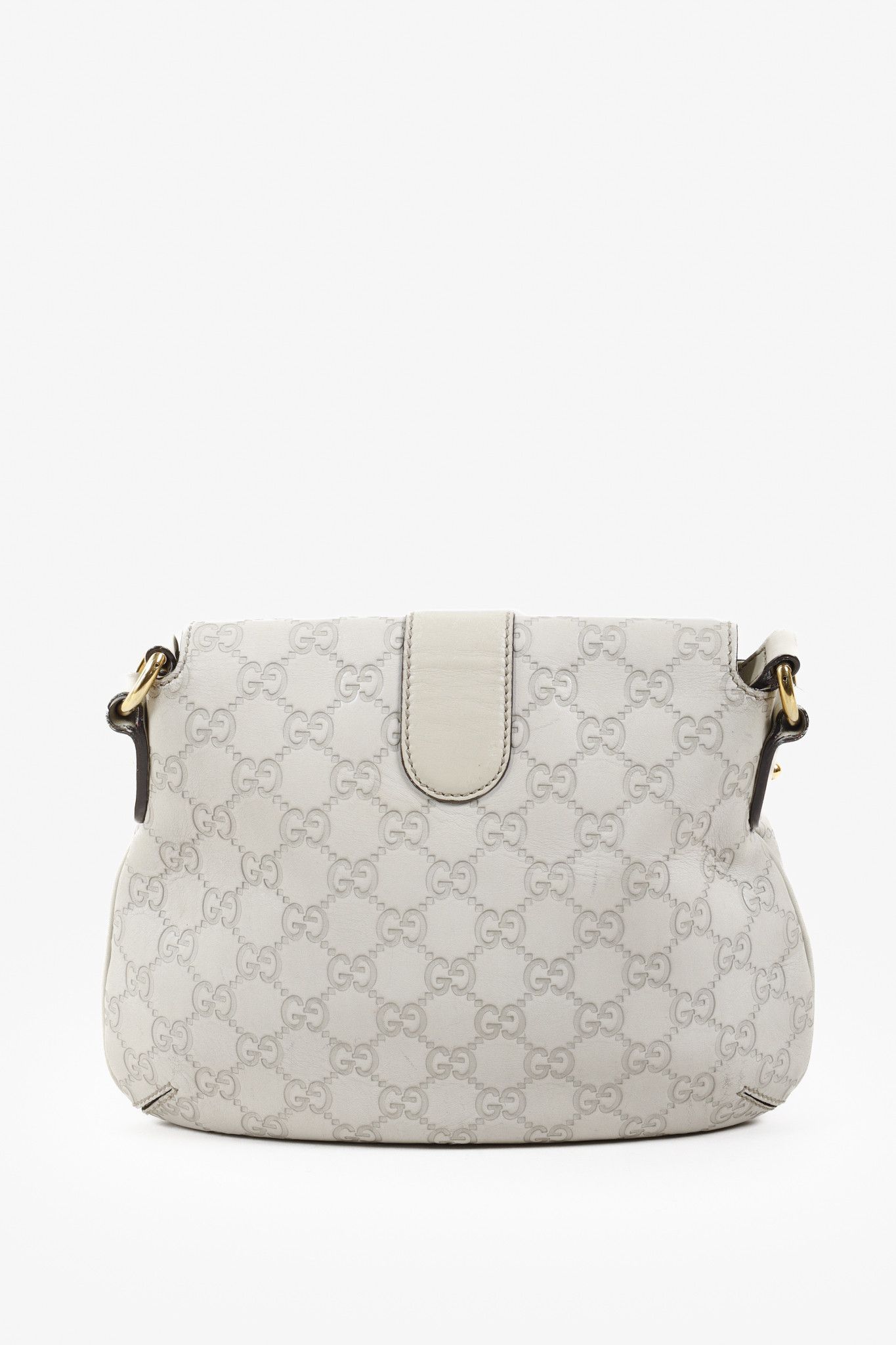 Gucci Gucci Off-White Embossed Monogram Horsebit Shoulder Bag Size ONE SIZE - 4 Thumbnail