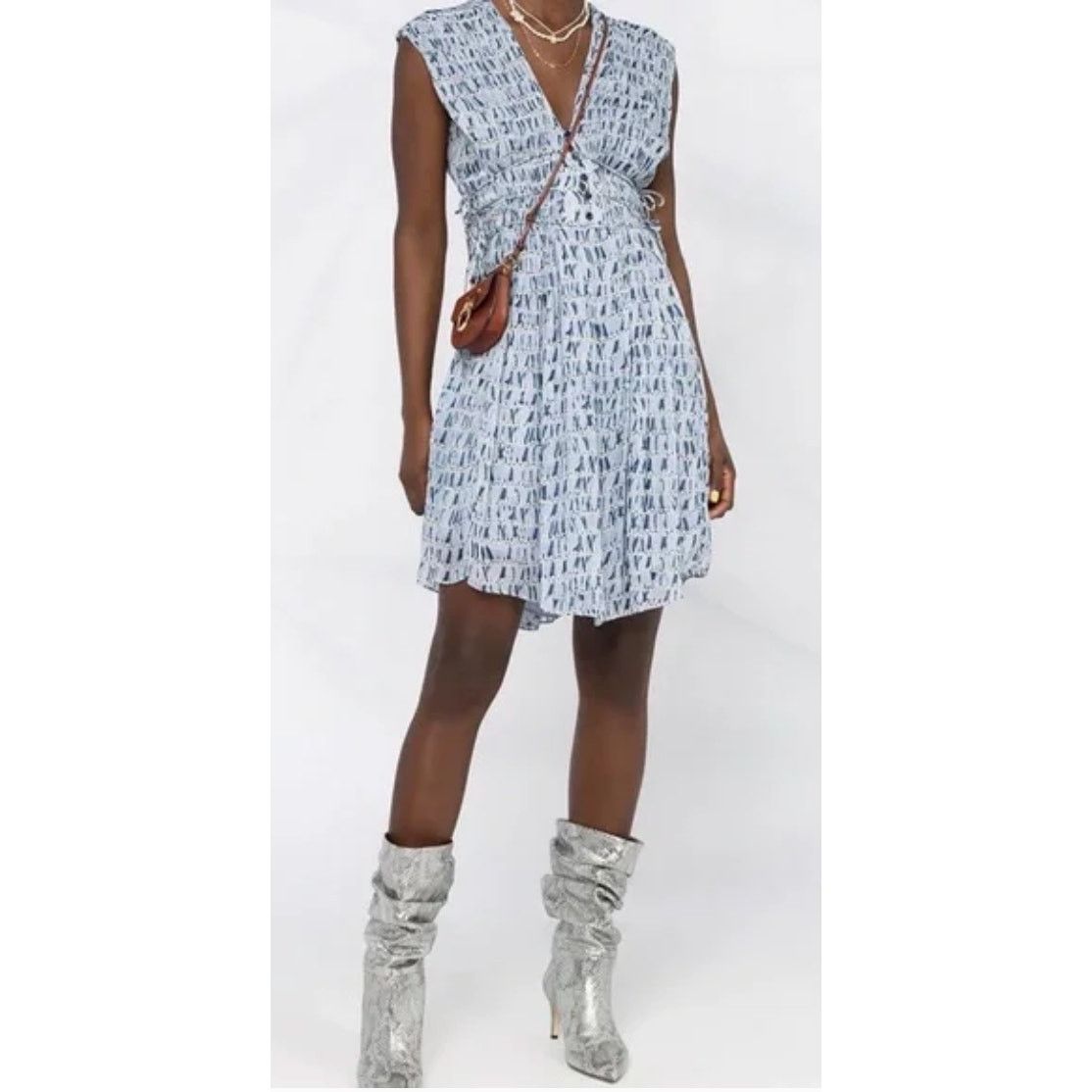 Isabel Marant Isabel Marant Étoile Segun Tie-Waist Mini Dress Women's 8 Size M / US 6-8 / IT 42-44 - 3 Thumbnail