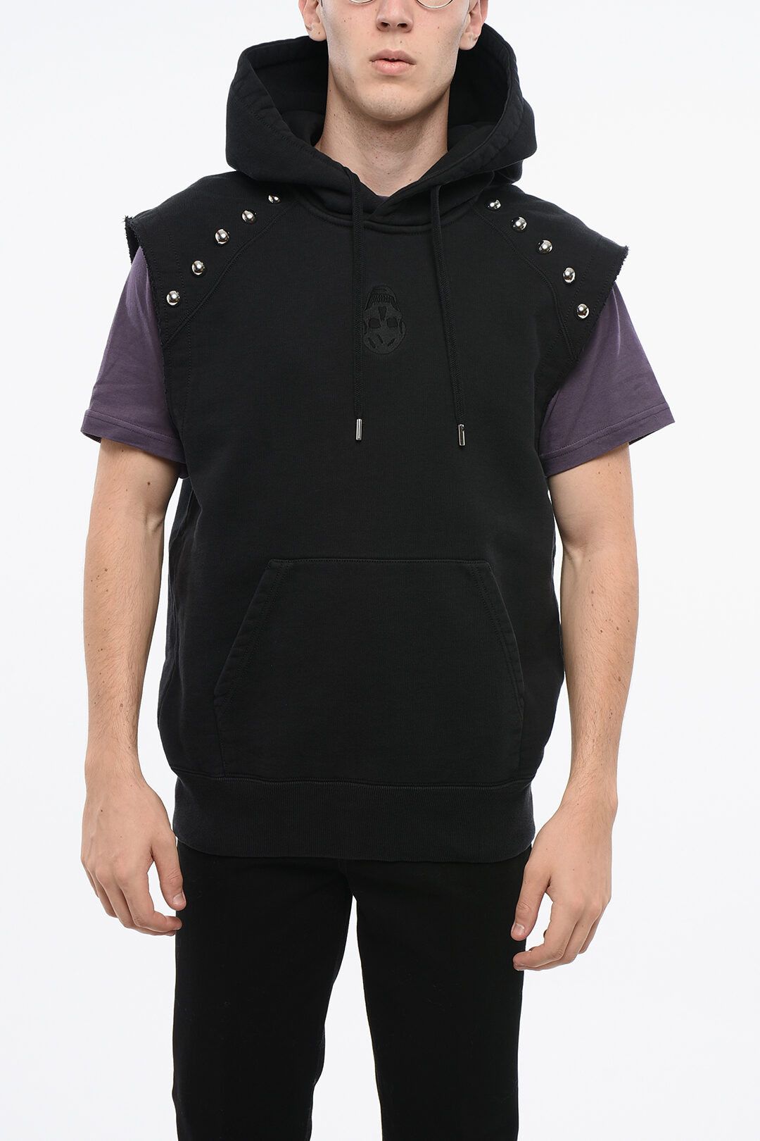 Alexander McQueen og1mm0925 Brushed Cotton Sleeveless Hoodie in Black Size US M / EU 48-50 / 2 - 1 Thumbnail