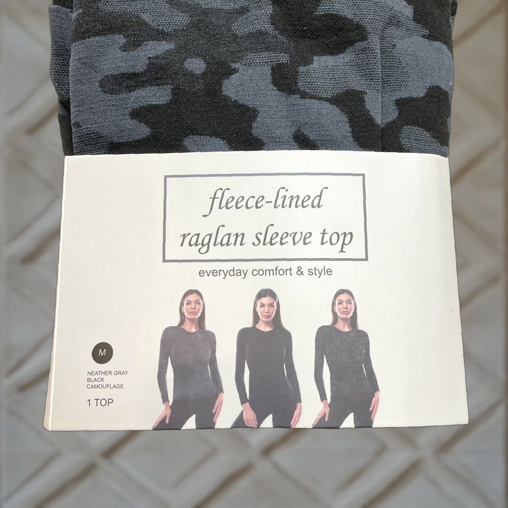 Vintage VINTAGE Unbranded Raglan Pullover Fleece Lined Too Women’s Medium 8-10 Gray Camo New NWT Size M / US 6-8 / IT 42-44 - 1 Thumbnail