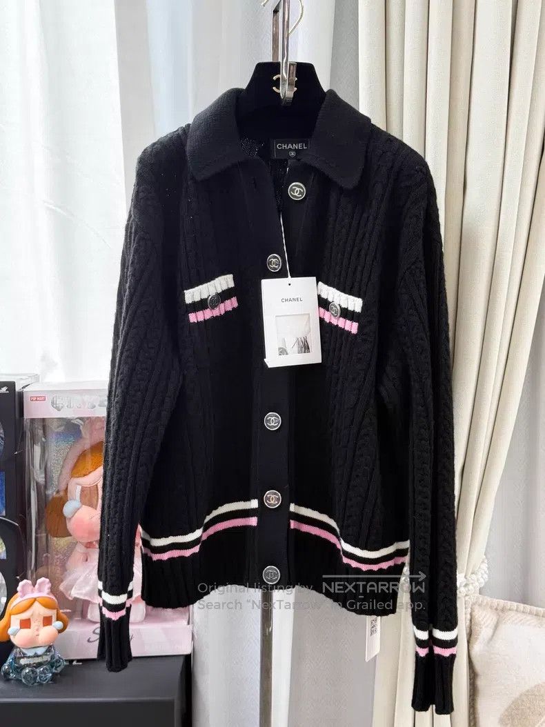 Chanel Chanel Double C enamel buckle pink and white striped long- Size XS / US 0-2 / IT 36-38 - 1 Thumbnail
