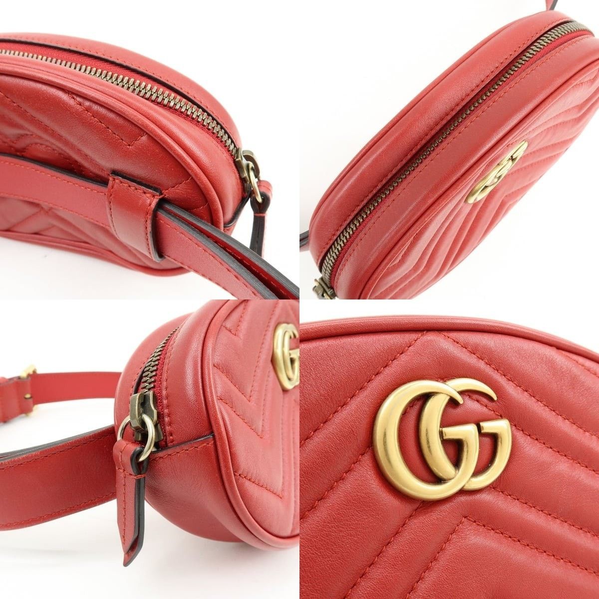 Gucci Gucci GG Marmont Matelasse Leather Belt Bag Red Size ONE SIZE - 6 Thumbnail
