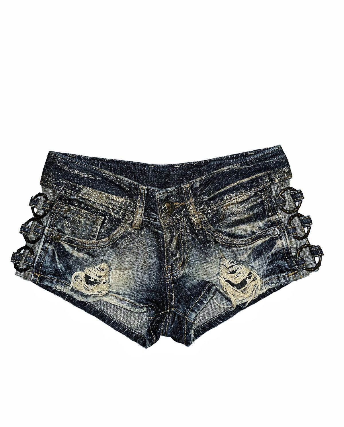 Japanese Brand D.i.a. Gyaru glitter denim shorts ☠️✨ Size 26" / US 2 / IT 38 - 1 Thumbnail