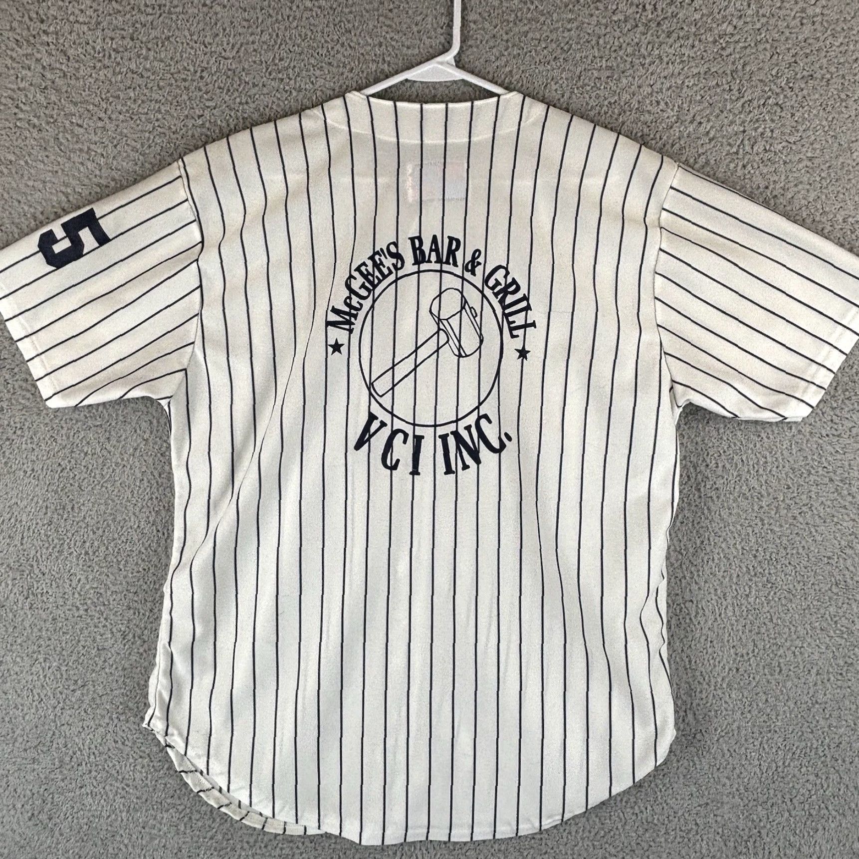 Vintage VINTAGE Baseball Jersey Mens XL White Navy Pinstripe Local League 80s Made USA Size US XL / EU 56 / 4 - 4 Thumbnail
