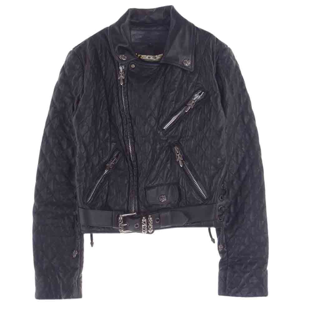 image of Chrome Hearts X Hermes Dagger Zipper Quilted Leather Jacket in Black, Men's (Size Small)