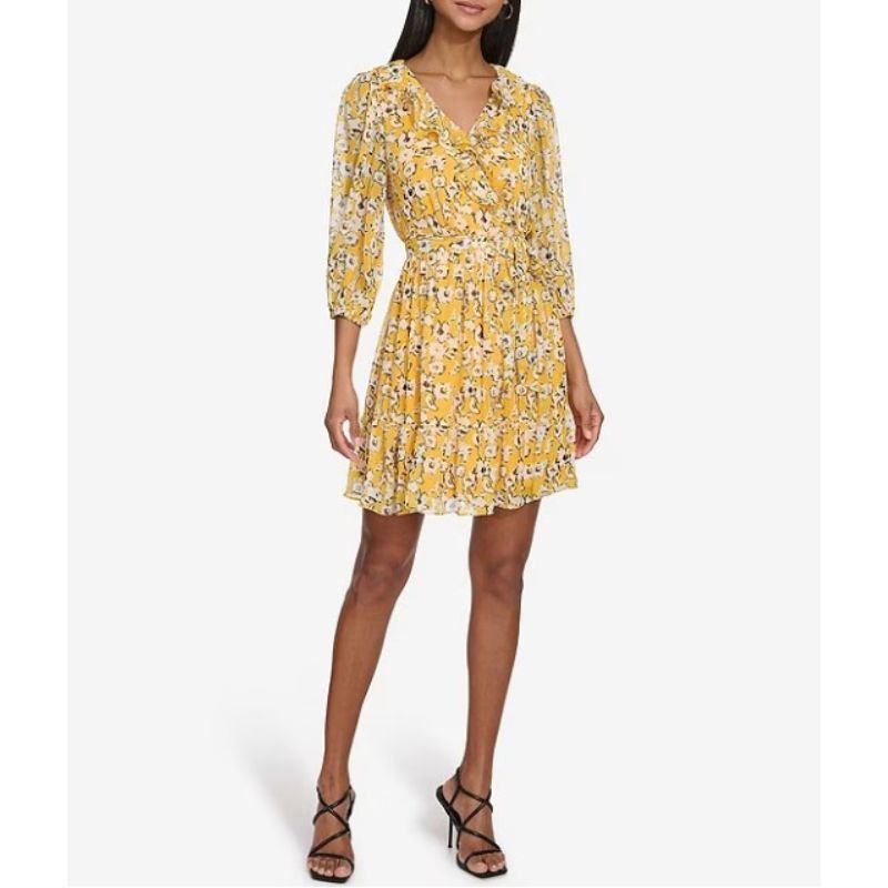 Karl Lagerfeld Karl Lagerfeld Paris Chiffon Floral Print V-Neck Mini Dress Size M / US 6-8 / IT 42-44 - 1 Thumbnail