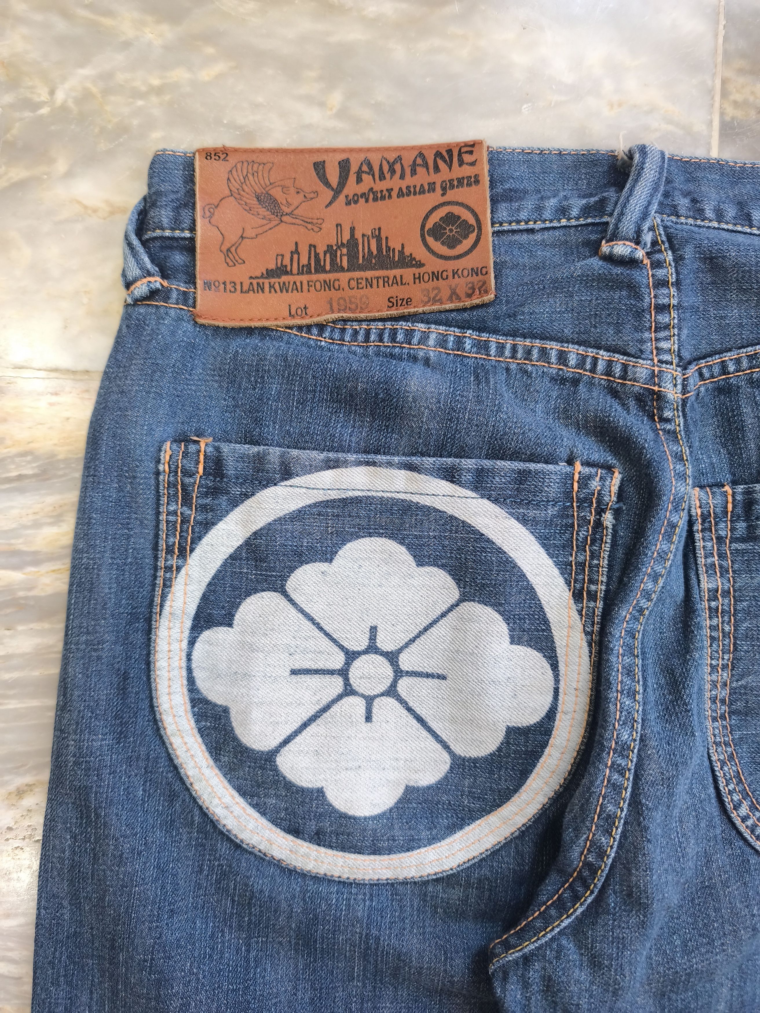Evisu Yamane Crest Flower Print - Selvedge Denim Pants Size US 32 / EU 48 - 4 Thumbnail