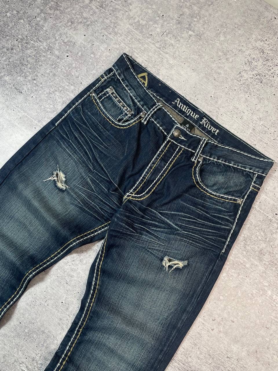 Antique Rivet Vintage 00s Antique Rivet Rock Revival Style Denim Jeans Y2K Size US 34 / EU 50 - 3 Thumbnail