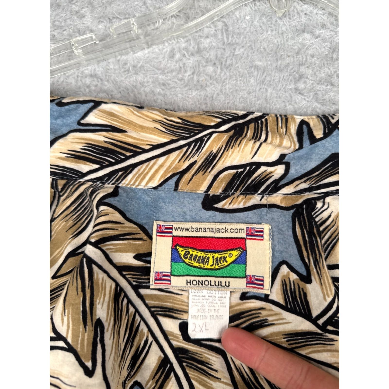 Vintage VINTAGE Banana Jack Shirt Men 2XL Blue Floral Leaf Cotton Hawaiian Size US XXL / EU 58 / 5 - 3 Thumbnail