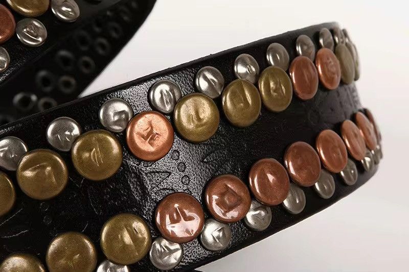 Japanese Brand × Vintage Round Rivet Studded Genuine Cowskin Leather Belt Size ONE SIZE - 8 Thumbnail