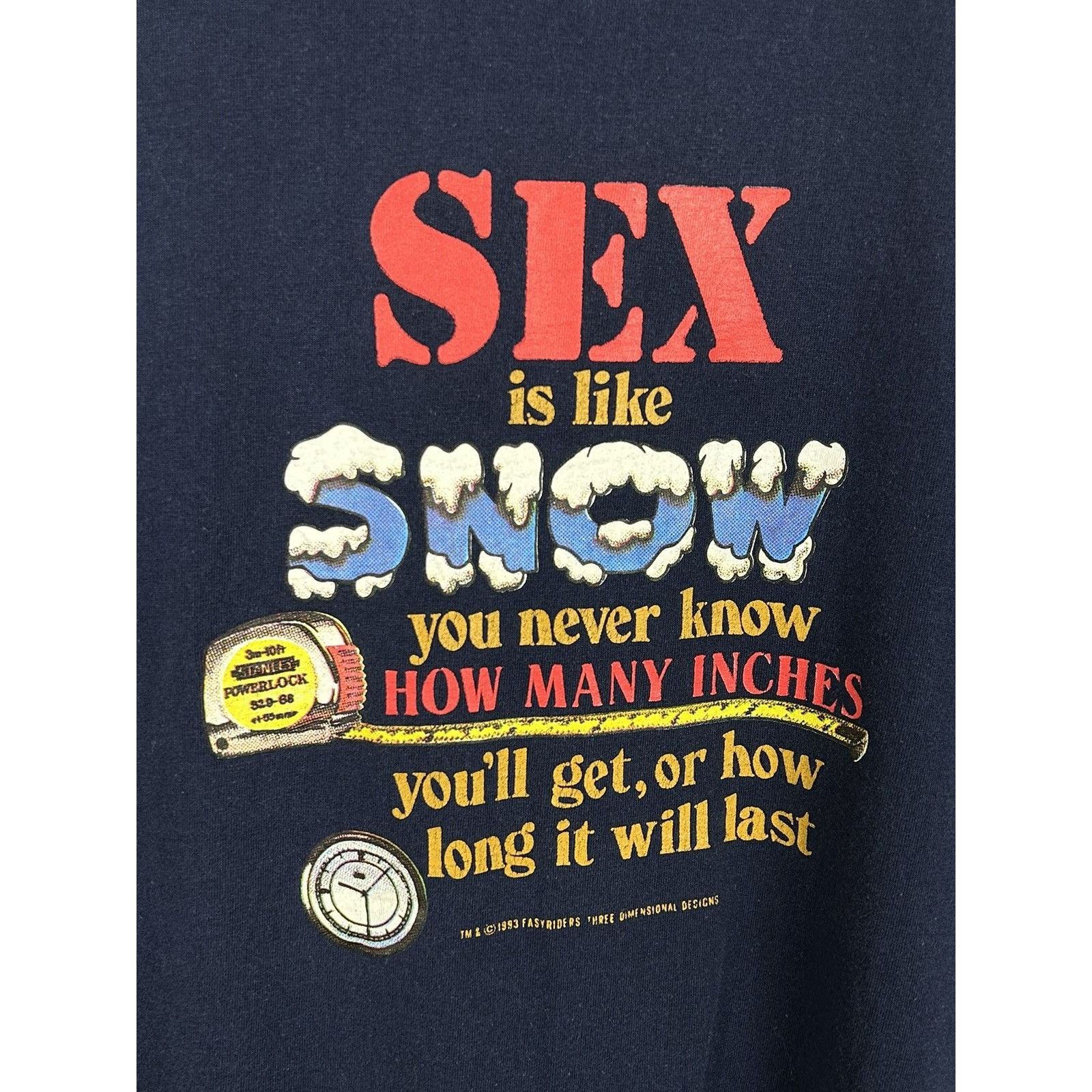 Vintage 90s Vintage "Sex Is Like A Snow" Humor Easyriders 1993 Tee Size US L / EU 52-54 / 3 - 2 Thumbnail