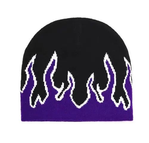 Other Fire Flame Graphic Purple Beanie Size ONE SIZE - 2 Thumbnail