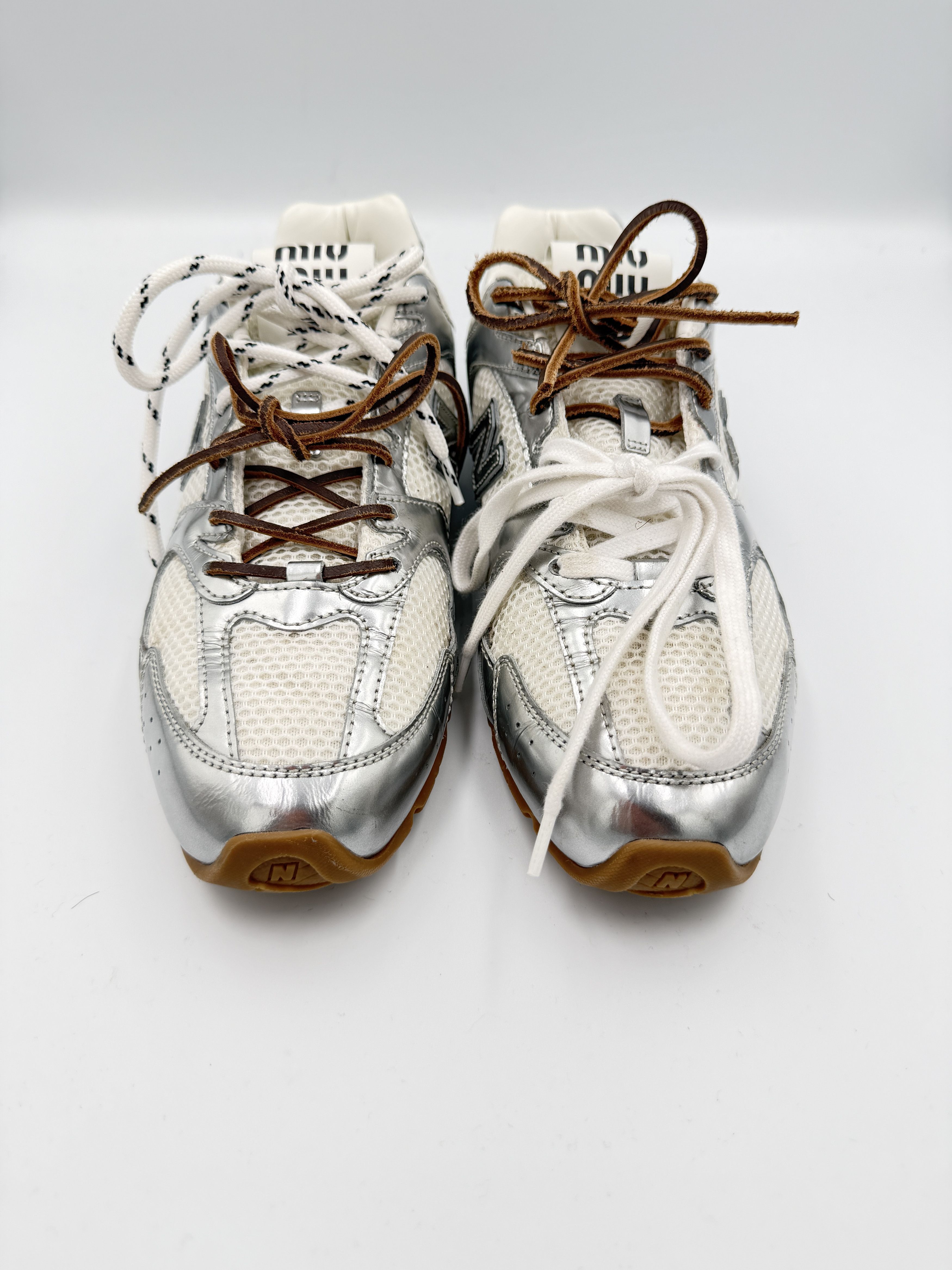 Miu Miu × New Balance Miu Miu New Balance 530 Metallic Silver Mesh Size US 8.5 / EU 41-42 - 8 Thumbnail