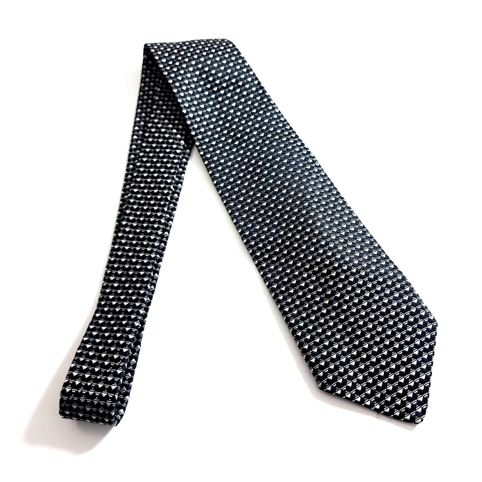 Robert Talbott Robert Talbott Black Gray Geometric Woven Wide Silk Tie Size ONE SIZE - 8 Thumbnail