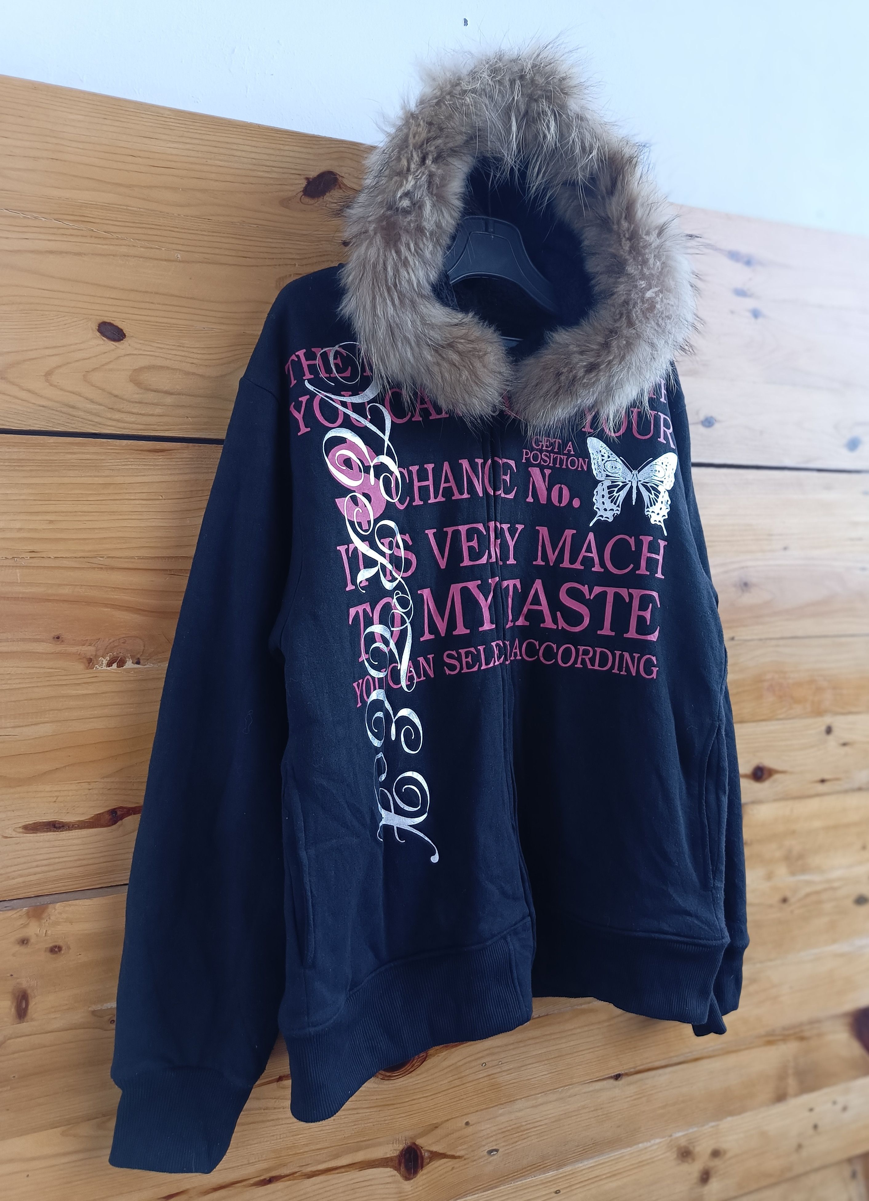 Defectibe Struct Fur Hoodie Poem Pink Butterfly LGB Style