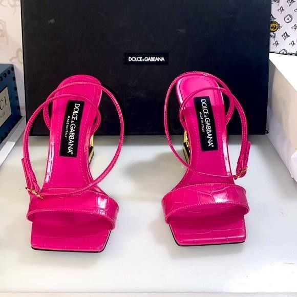Dolce & Gabbana New Dolce & Gabbana Embossed DG Pink Gold Heel Sandals Size Size US 6 / IT 36 - 3 Thumbnail