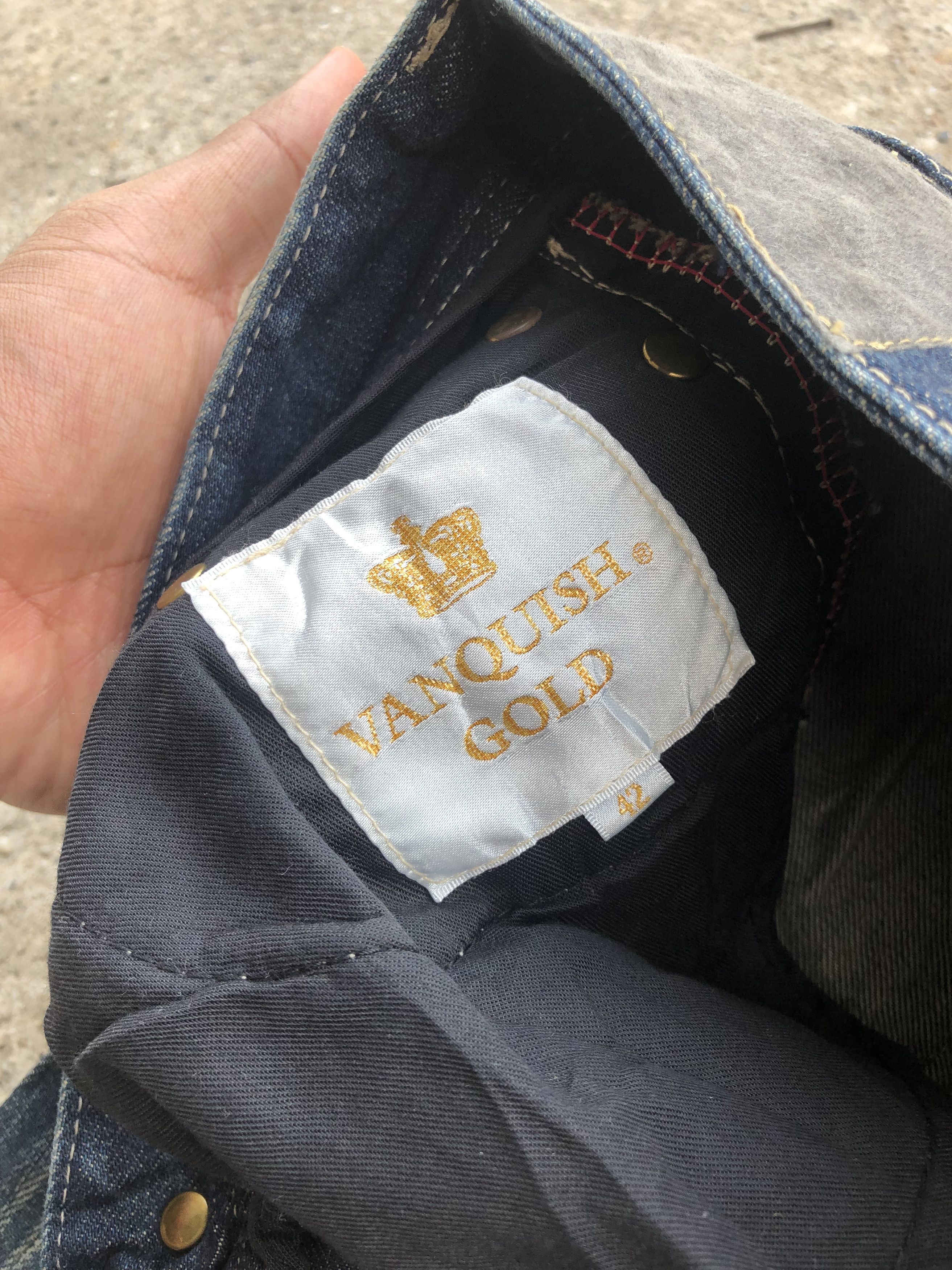 If Six Was Nine × Le Grande Bleu (L.G.B.) × Vanquish Vanquish Gold Distressed splatter flare denim Size US 30 / EU 46 - 8 Thumbnail