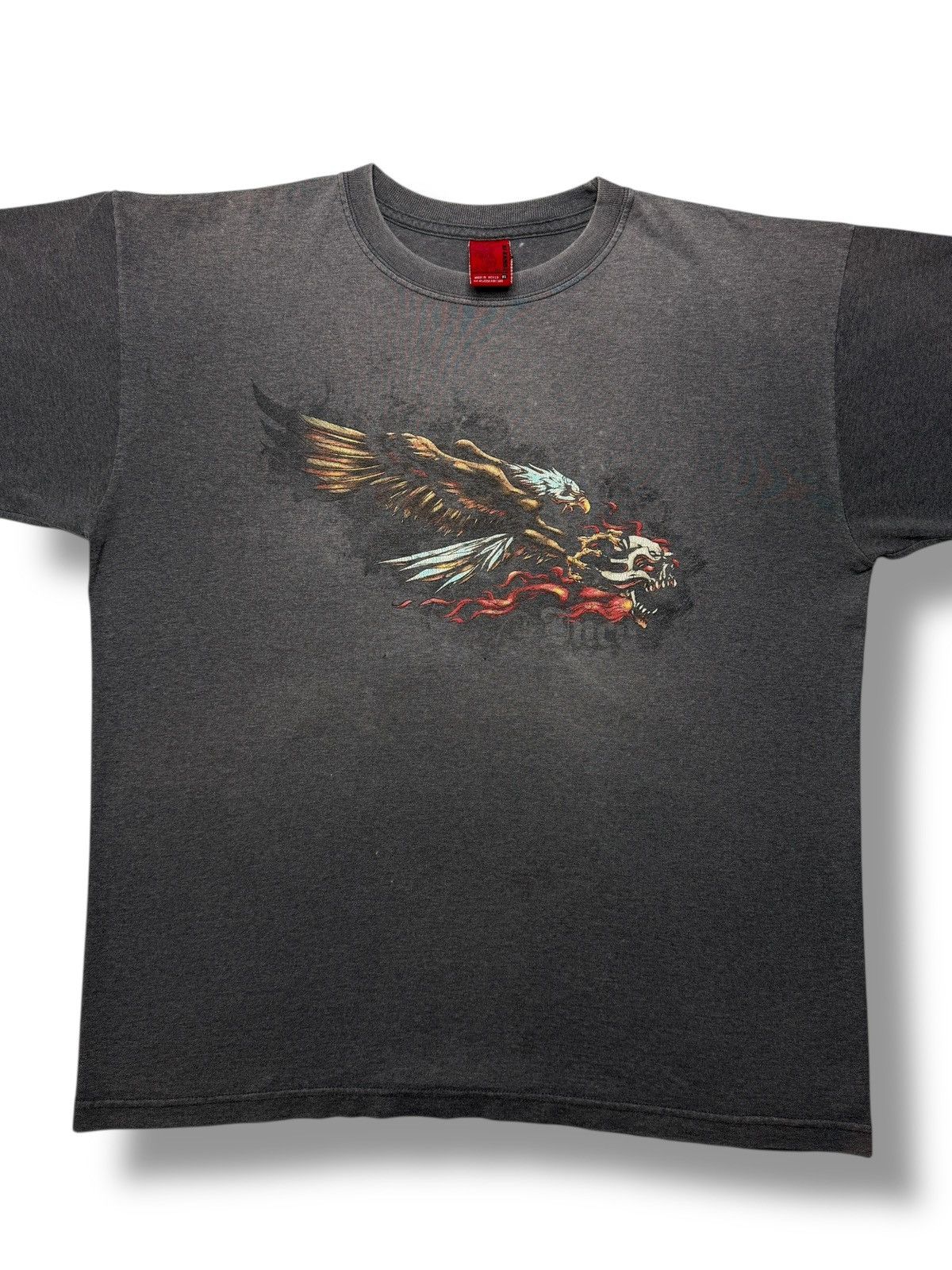 JNCO Vintage Y2K JNCO Jeans Flaming Eagle Skull Tee Shirt Size US XL / EU 56 / 4 - 2 Thumbnail