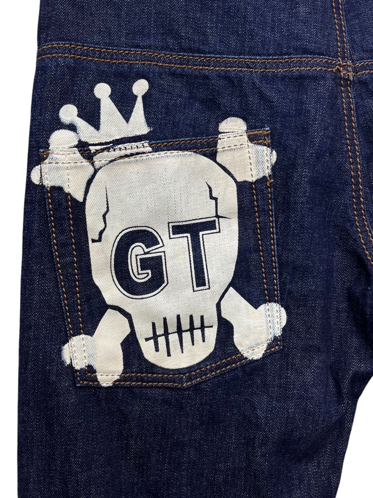 Punk and Yo 💀🔥Vintage KOBAYASHI DENIM Punk Skull Crown Blue Jeans Size US 31 - 3 Thumbnail