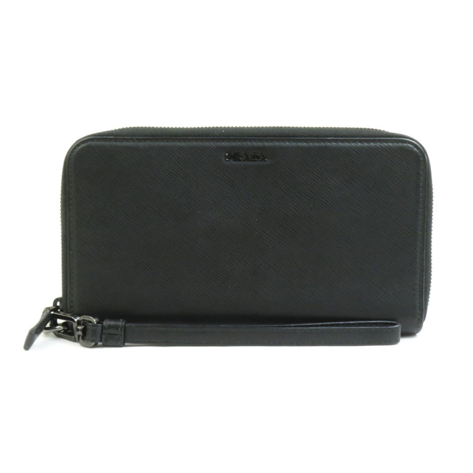 PRADA Organizer Long Wallet Leather Black Men's e60039a