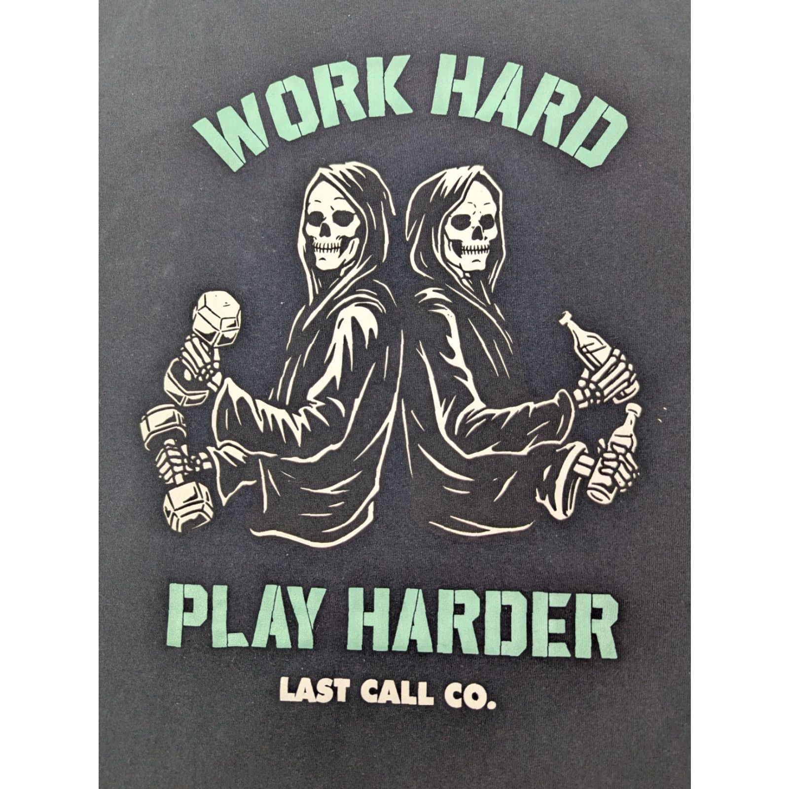 Vintage Last Call Co. T Shirt Men’s Medium Black Short Sleeve Work Hard Play Harder Graphic Print Crew Neck Logo Shirt Mens Black 90s? Size US M / EU 48-50 / 2 - 3 Thumbnail