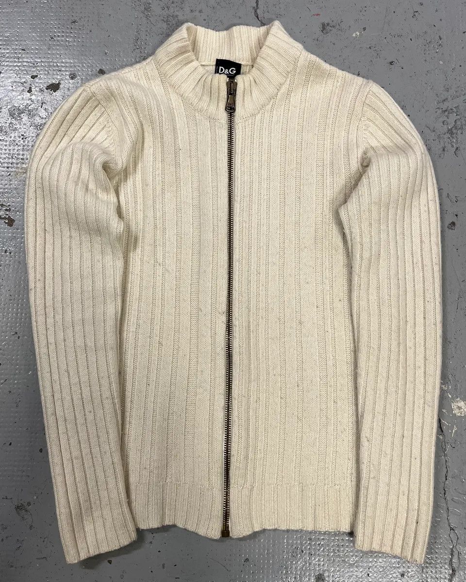 Dolce & Gabbana 2000s Dolce & Gabbana Beige Wool Zip-Up Sweater Size US S / EU 44-46 / 1 - 3 Thumbnail