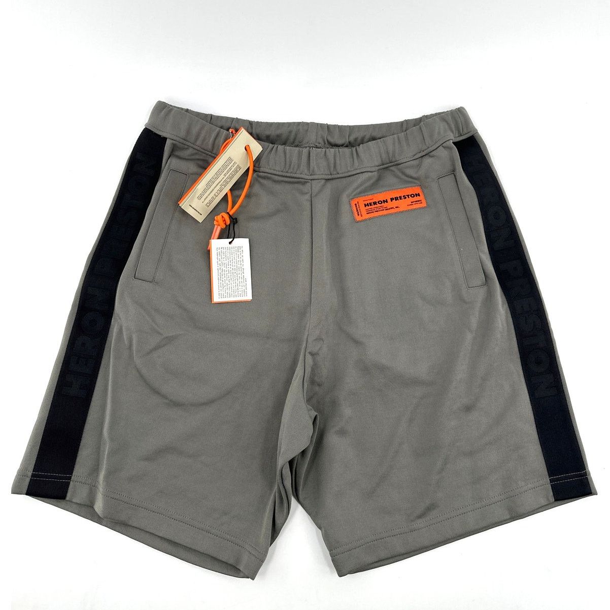 Heron Preston Heron Preston Men's Gray/Black Logo-Patch Track Shorts S L Size US 36 / EU 52 - 7 Thumbnail