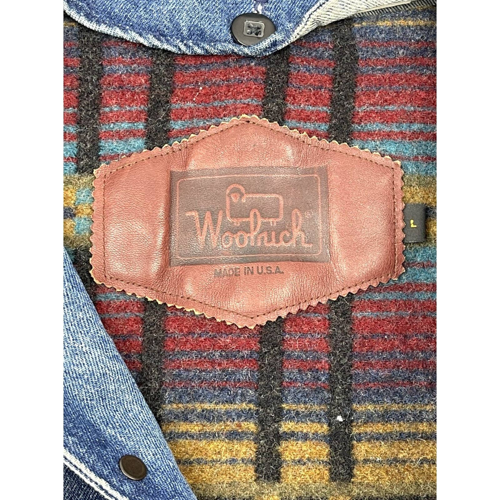 Vintage VINTAGE Woolrich Wool Lined Denim Chore Coat Jacket Aztec Southwest L Made in USA Mens Size US L / EU 52-54 / 3 - 2 Thumbnail