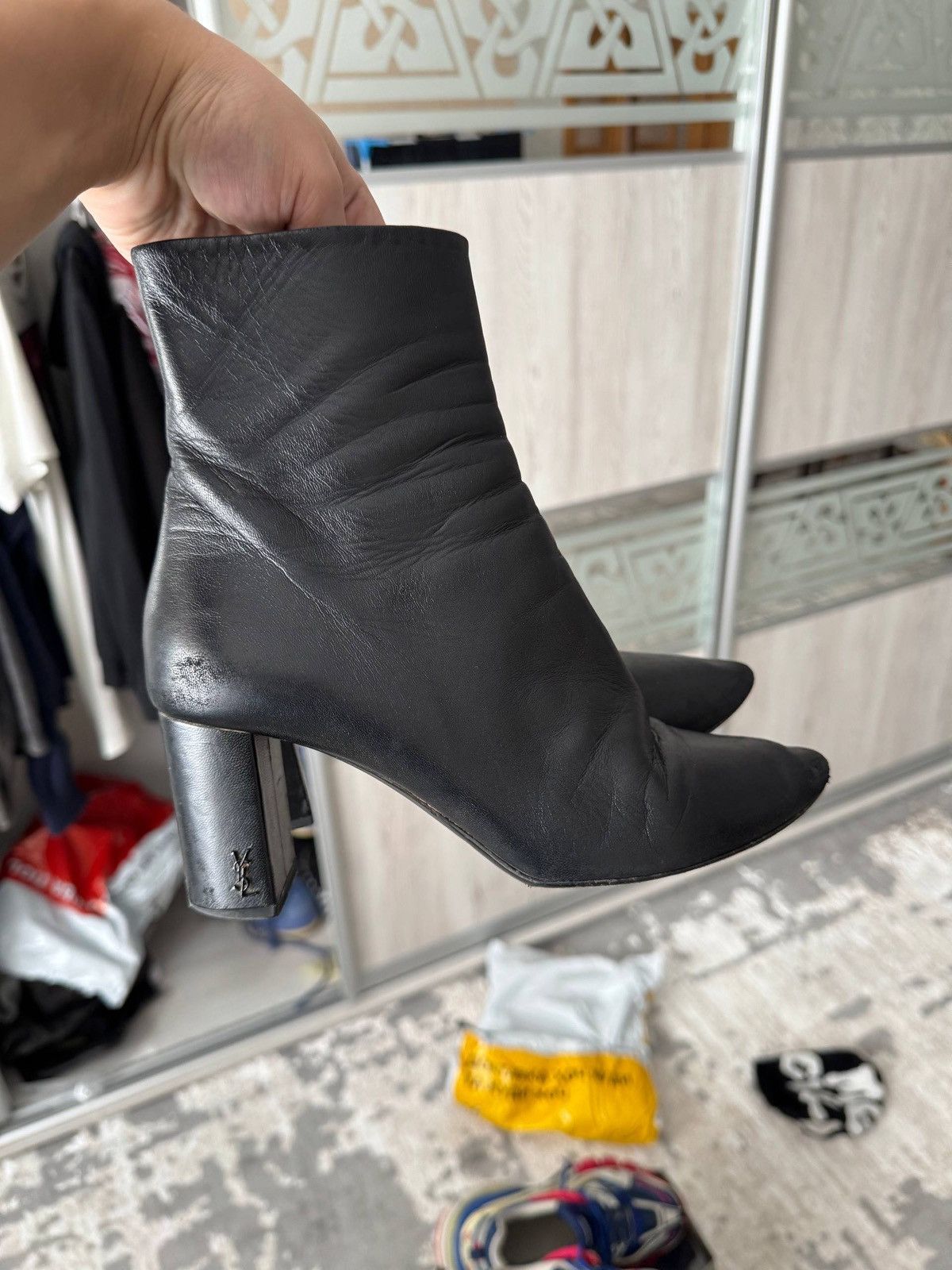 Saint Laurent Paris Lou Ankle Boots in Leather in Black Size US 7.5 / IT 37.5 - 1 Thumbnail