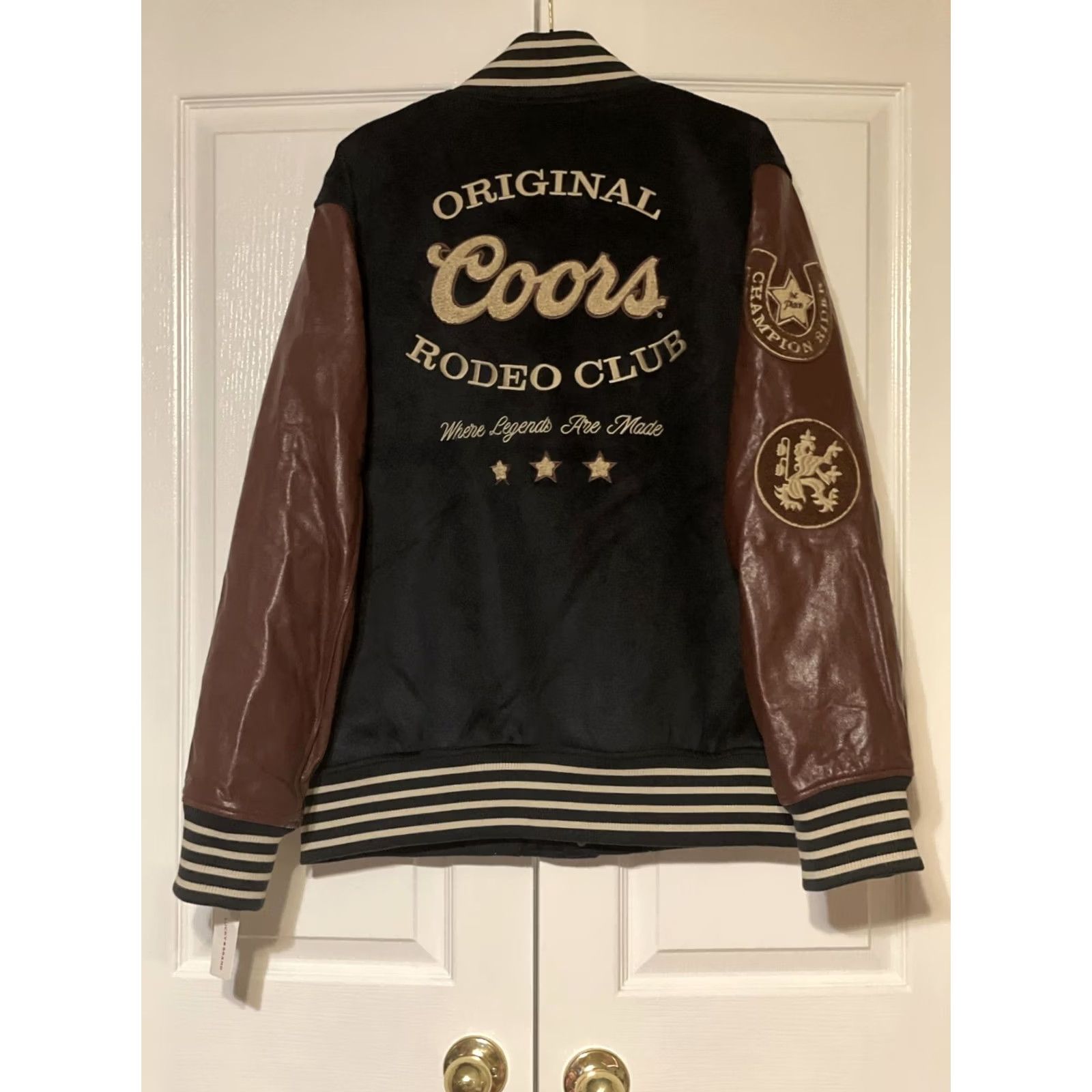 Lucky Brand {'classification': 'Product Title', 'Lucky Brand Jacket Mens 2XL Blue Wool Leather Varsity Coors Rodeo Club Beer'} Size US XXL / EU 58 / 5 - 2 Thumbnail