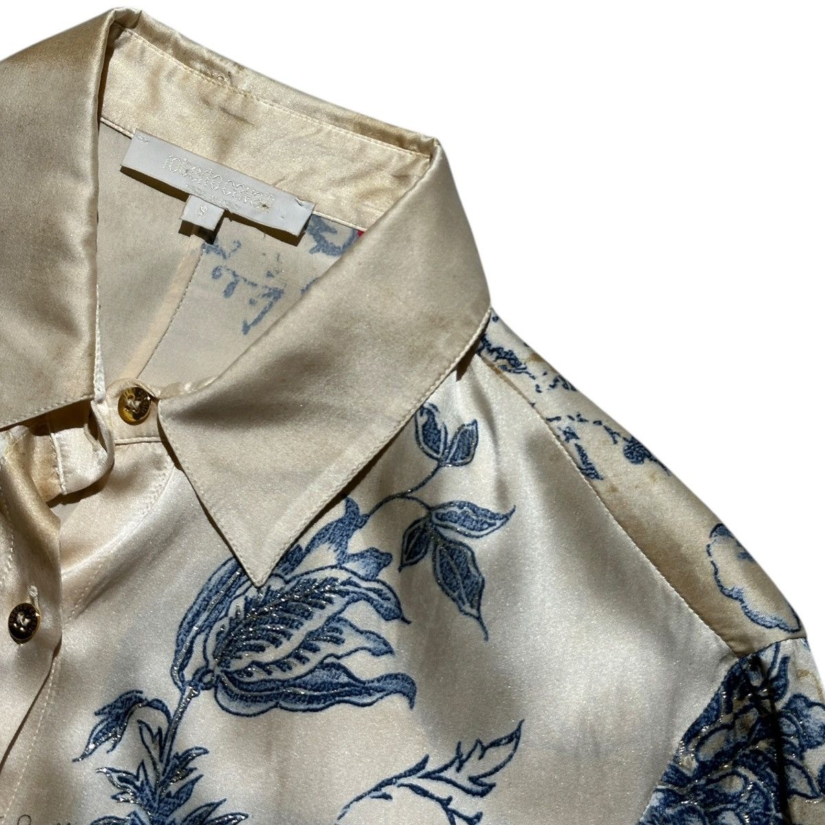 Just Cavalli × Roberto Cavalli 2003 Tattoo Graphic silk shirt Size S / US 4 / IT 40 - 2 Thumbnail