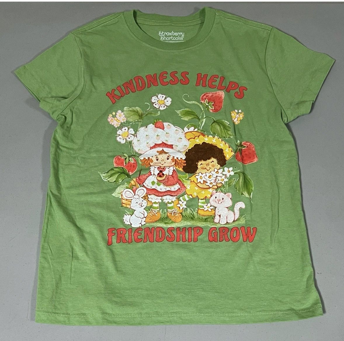 Strawberry Green ‘Kindness Helps Friendship Grow’ Tee T-Shirt Top XS 🍓✨ Size XS / US 0-2 / IT 36-38 - 3 Thumbnail