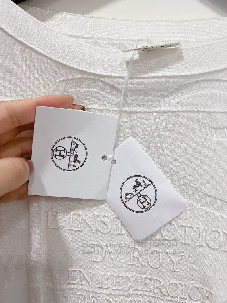Hermes Hermes White Knit Jacquard Short Sleeve T-Shirt Size XS / US 0-2 / IT 36-38 - 5 Thumbnail