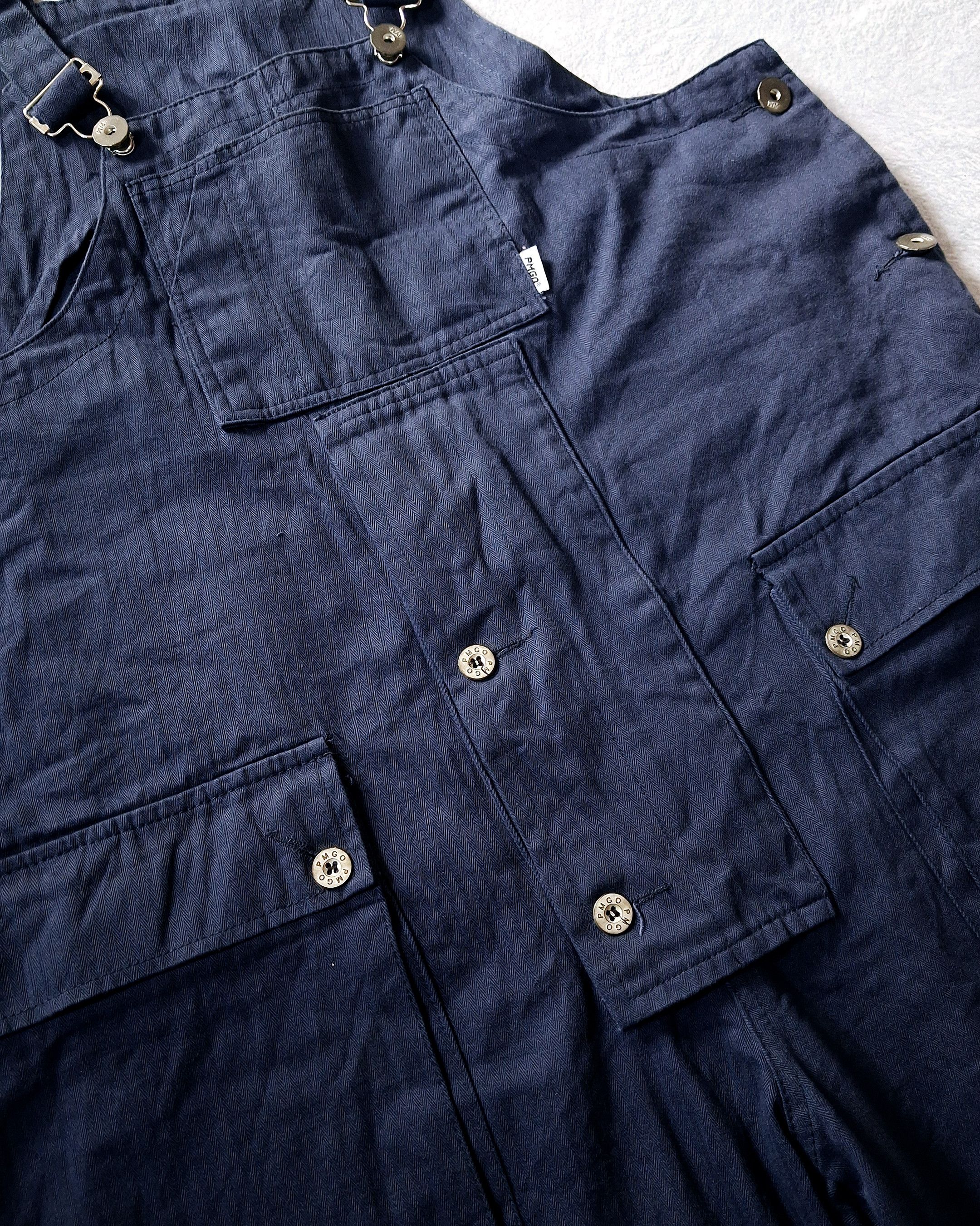Japanese Brand PMGO HERRINGBONE TWILL HBT NAVY OVERALL Size US 43 - 4 Thumbnail