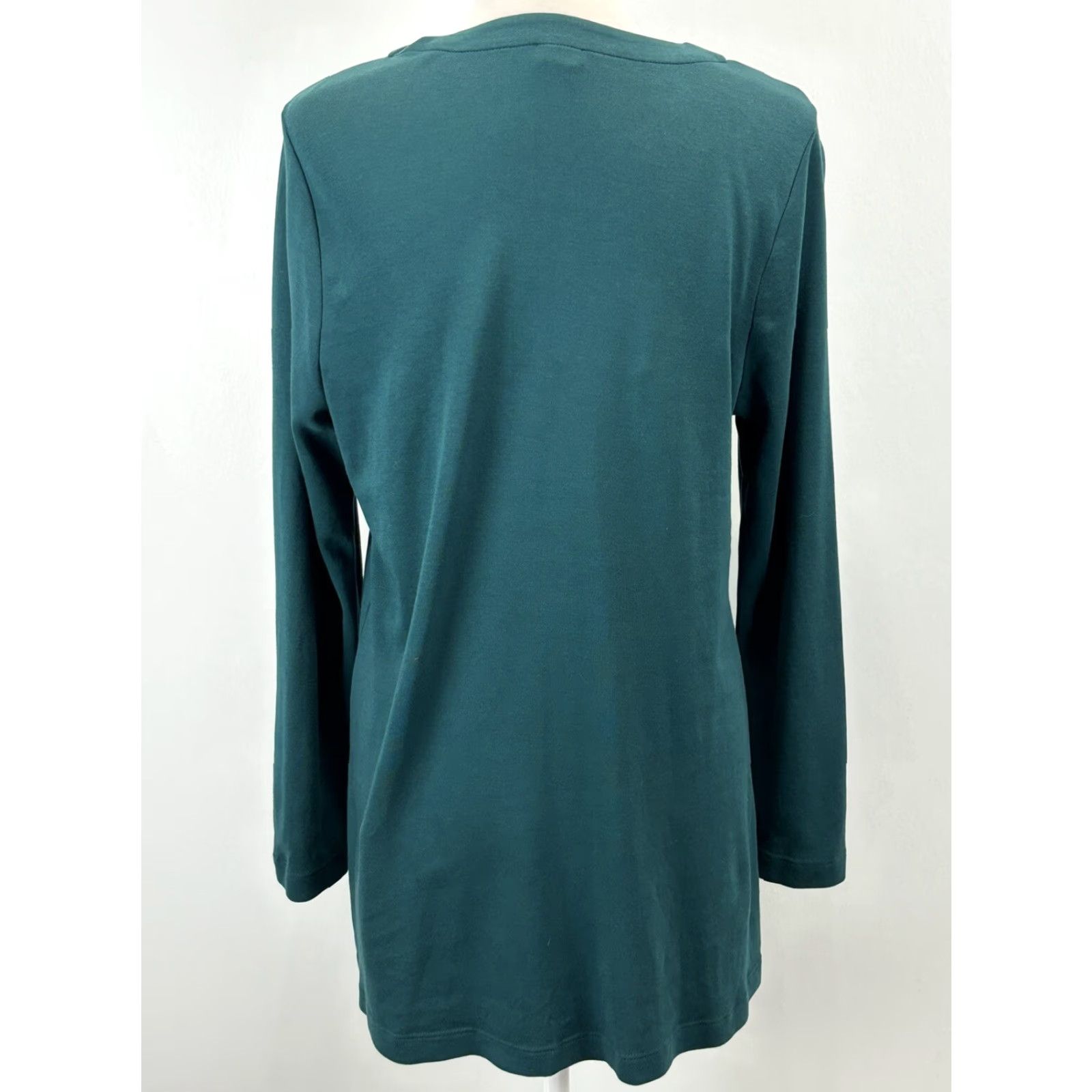 Vintage Chicos Pima Grommet Tunic Top Shirt Sz 1 US Medium Green Womens Shirt Tunic V-Neck Long Sleeve Cotton Size M / US 6-8 / IT 42-44 - 3 Thumbnail