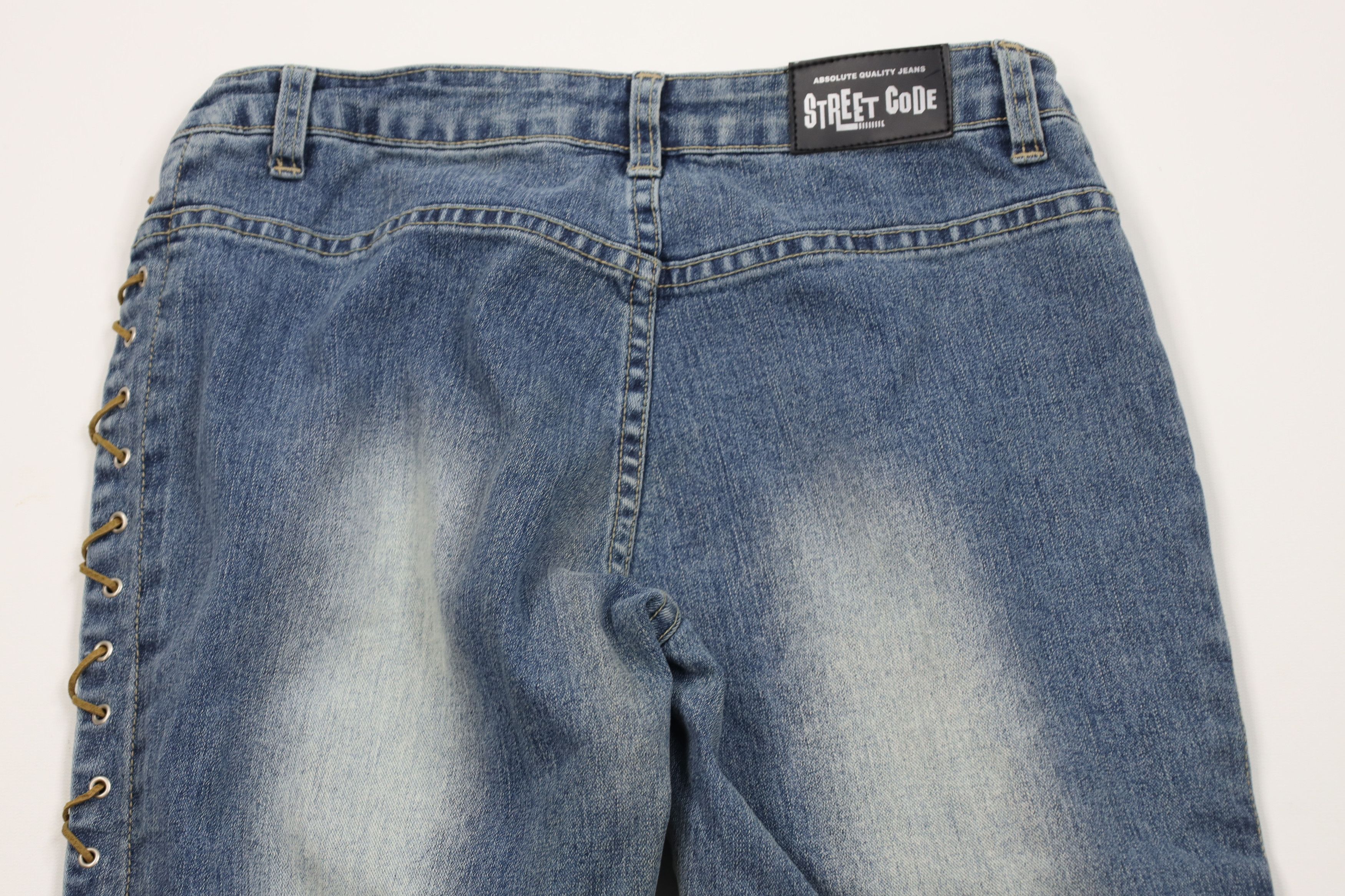 Vintage Vintage 90s Y2K Babydoll Tie Flared Wide Leg Denim Jeans Size 27" / US 4 / IT 40 - 10 Thumbnail