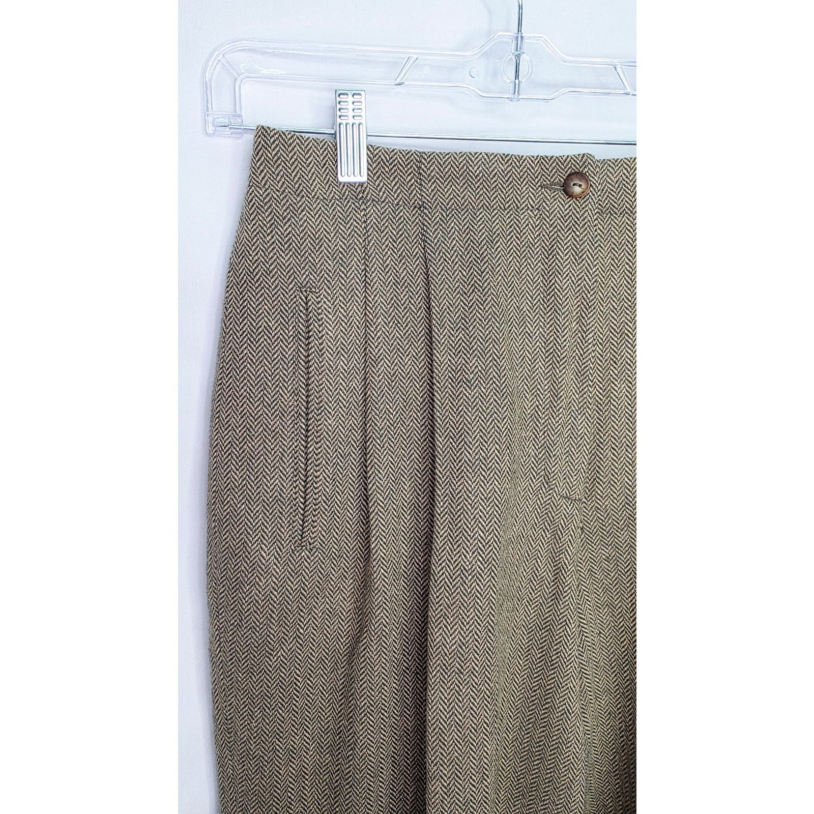 Liz Claiborne Vintage Liz Claiborne Wool Blend Pants Herringbone Brown Size 34" / US 12 / IT 48 - 4 Thumbnail
