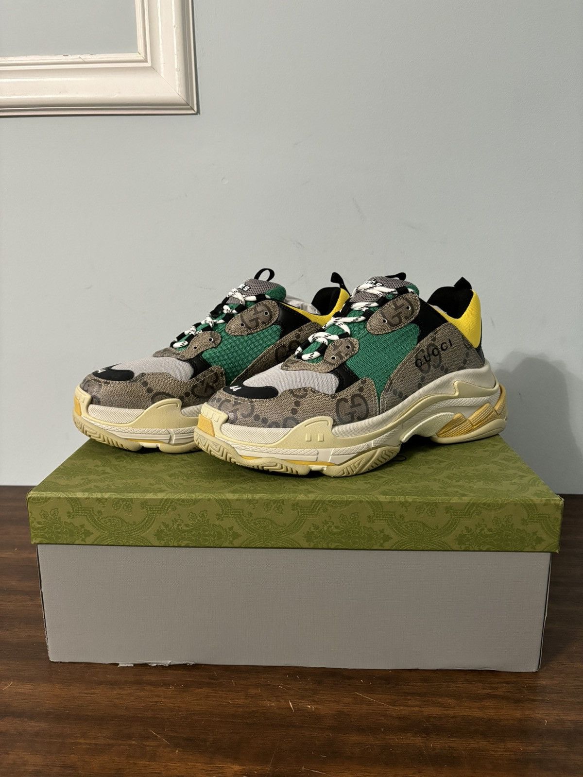 Balenciaga × Gucci Gucci Balenciaga The Hacker Project Triple S Green Yellow Size US 11 / EU 44 - 1 Thumbnail