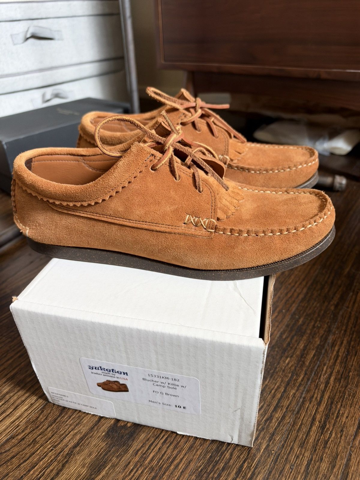 Yuketen Blucher W/Kiltie W/Camp sole FO G brown Size US 10 / EU 43 - 1 Thumbnail