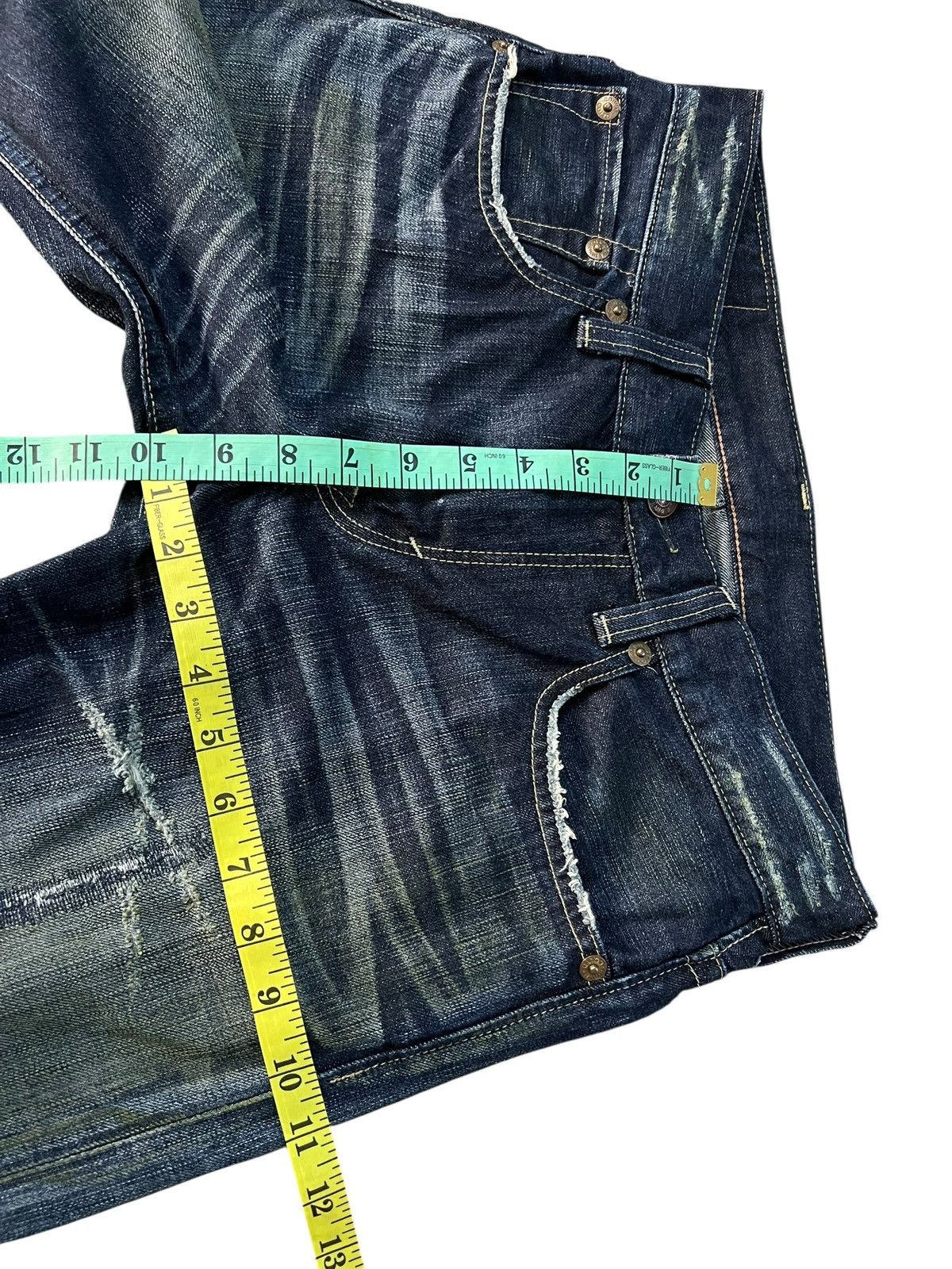 Edwin Vintage Edwin 503 Blue Trip Flare Distress Jean Japan Size US 33 - 4 Thumbnail