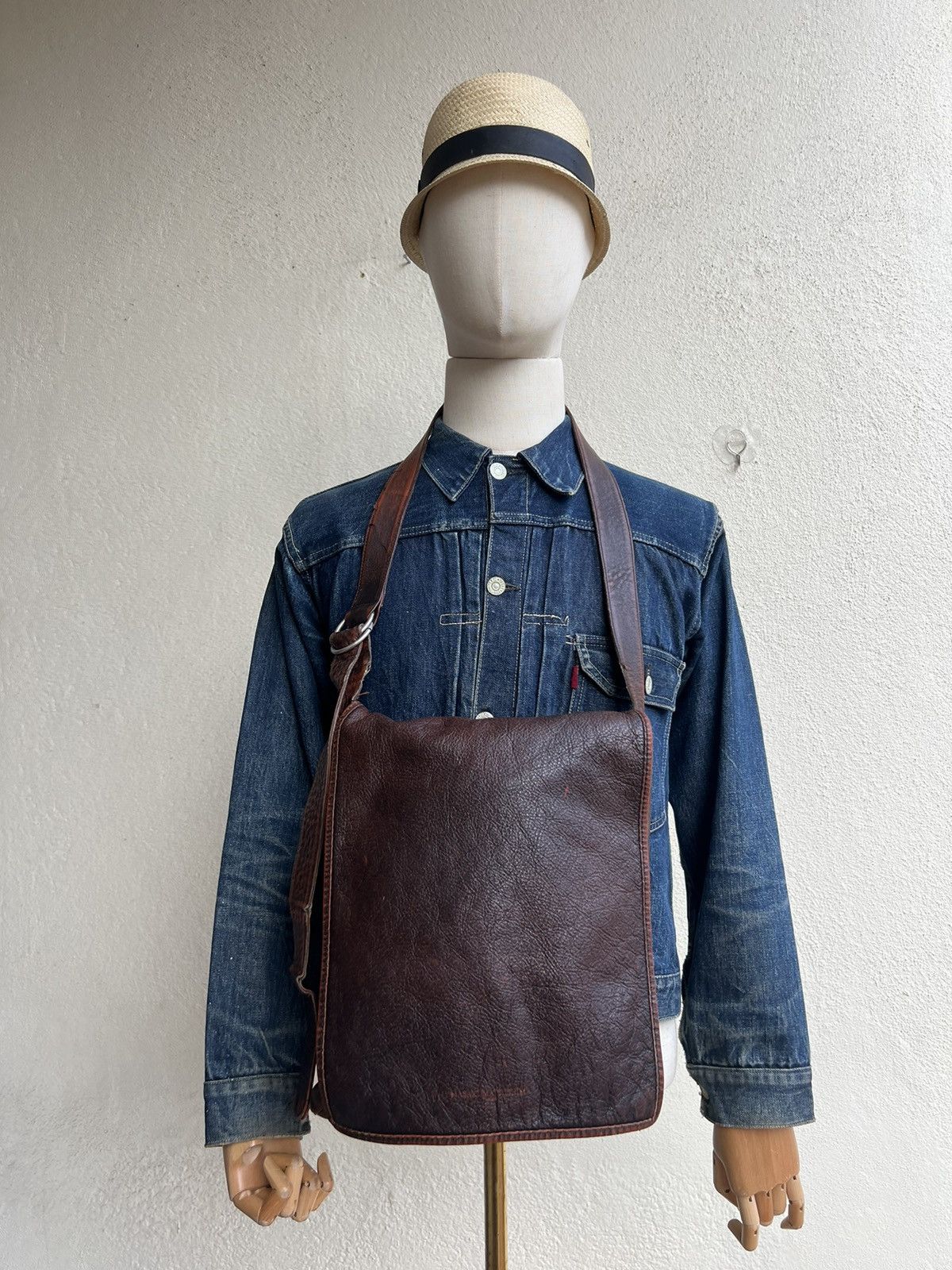 Leather VTG Masaki matsushima Paris Rips Distress Patina Leather Bag Size ONE SIZE - 9 Thumbnail