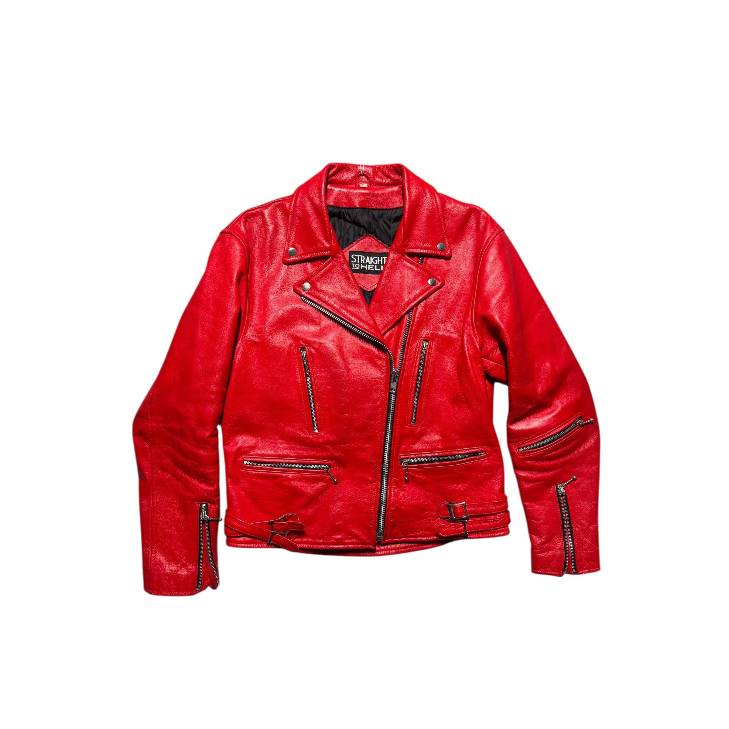 Other Vintage Red Leather Biker Jacket Size US M / EU 48-50 / 2 - 1 Thumbnail