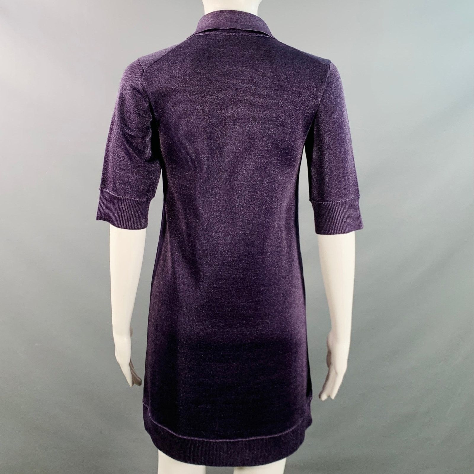 Louis Vuitton XS Metallic Purple Polyester Merino Wool Mini Polo Dress Size XS / US 0-2 / IT 36-38 - 4 Thumbnail