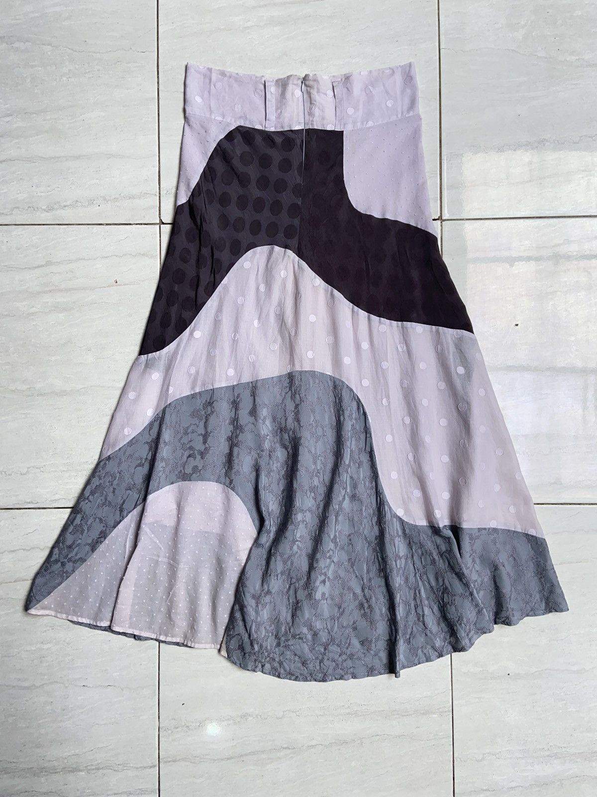 image of Gomme Homme x Yohji Yamamoto Gomme Polkadot Printed Midi Skirt in Purple, Women's (Size 32)