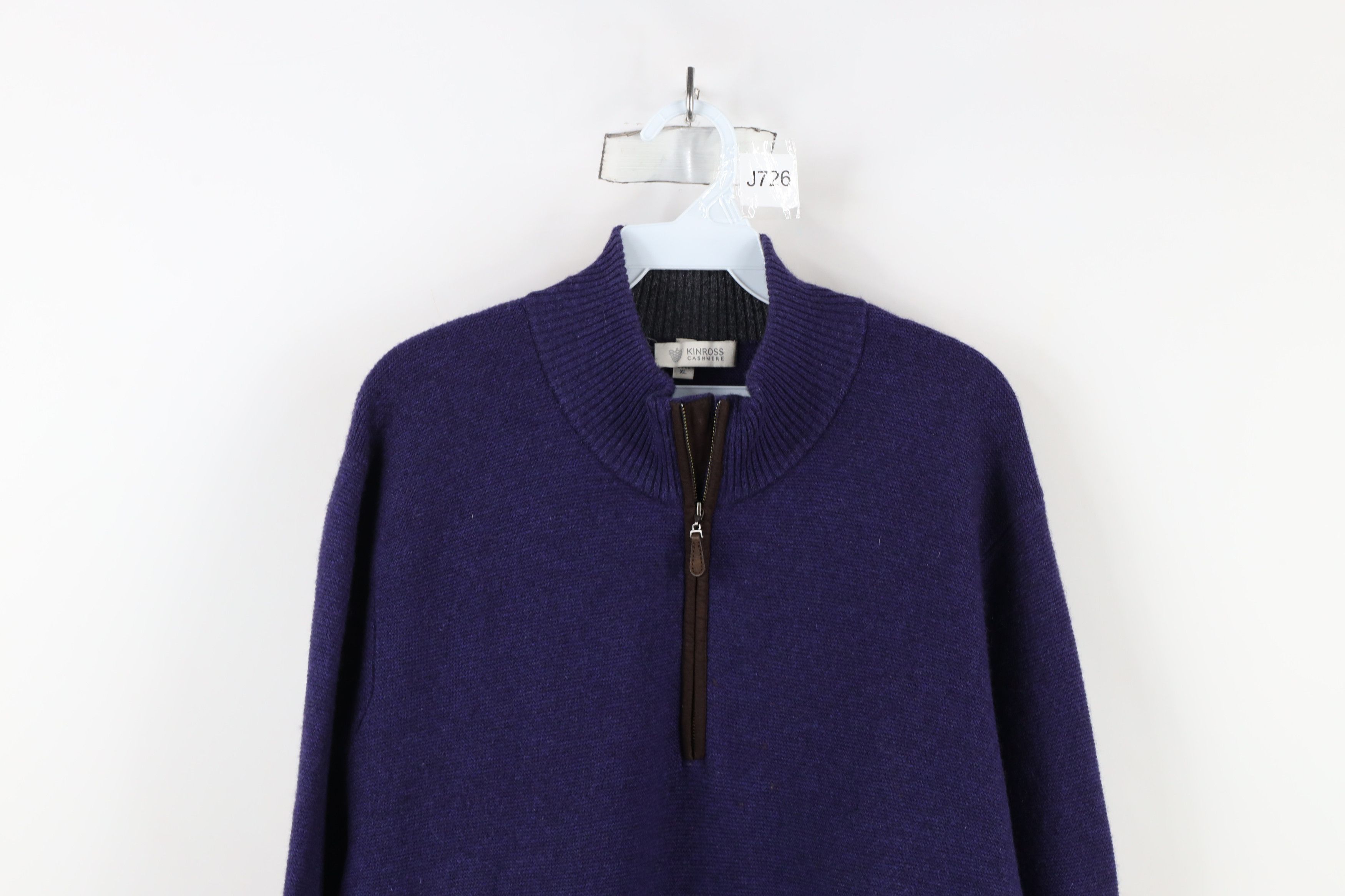 Vintage Kinross Cashmere Blank Cashmere Knit Half Zip Sweater Purple Size US XL / EU 56 / 4 - 2 Thumbnail