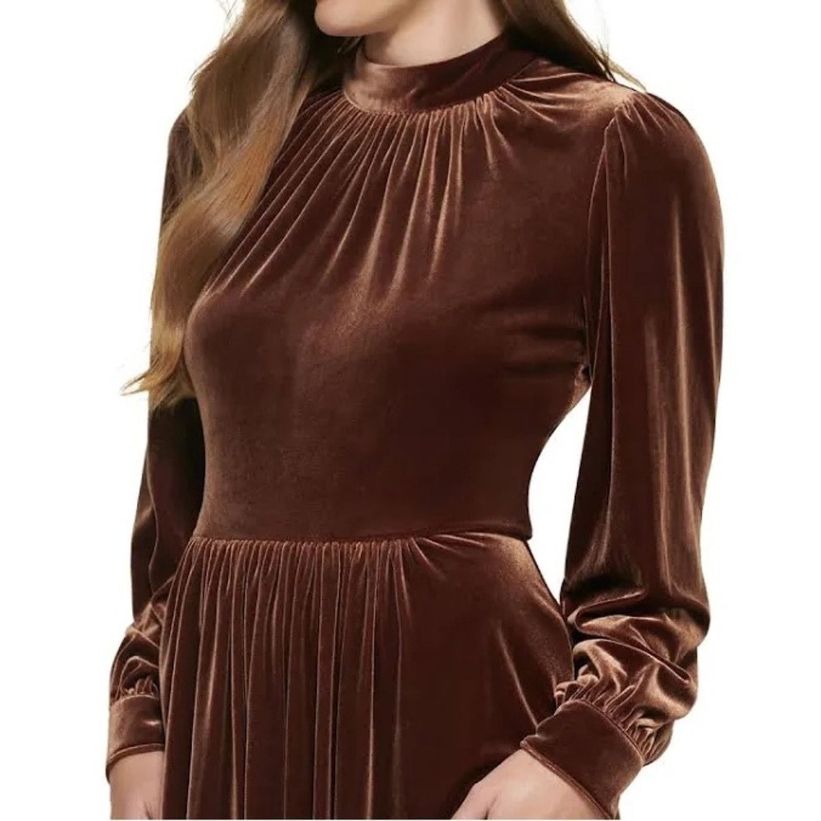 Calvin Klein Calvin Klein Womens Velvet Knee Fit & Flare Dress Size XL / US 12-14 / IT 48-50 - 3 Thumbnail