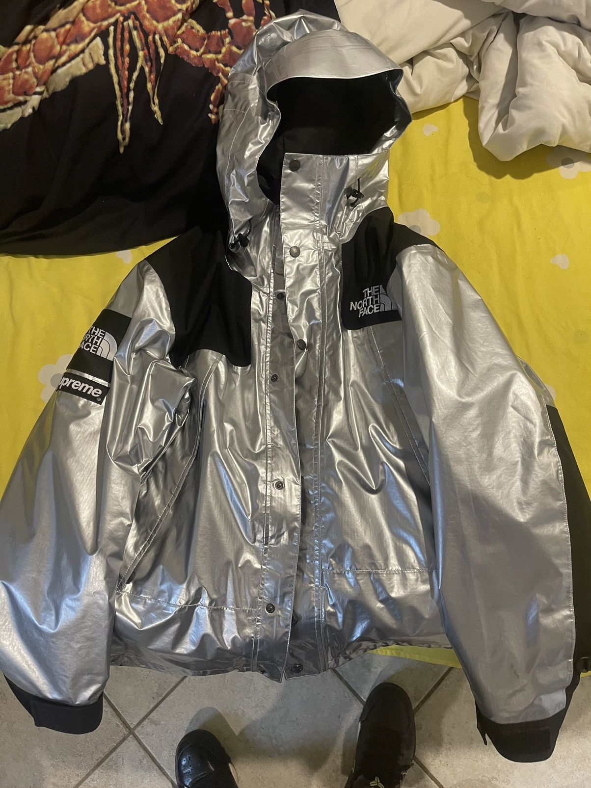 image of Supreme Tnf Metallic Mountain Parka S in Silver, Men's (Size Small)