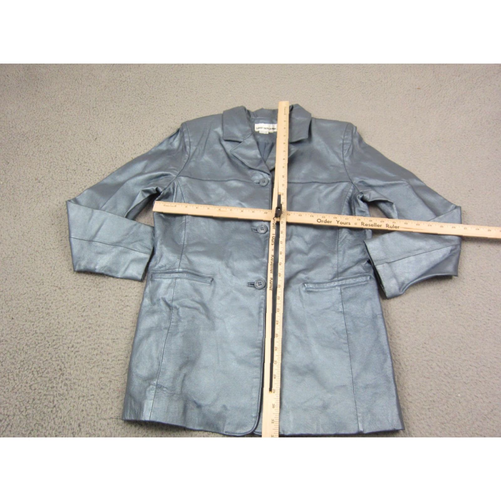 Vintage VINTAGE David Benjamin Blazer Shirt Jacket Womens Size 14 Blue Leather 3 Button 90s Womens Localized Size XL / US 12-14 / IT 48-50 - 4 Thumbnail